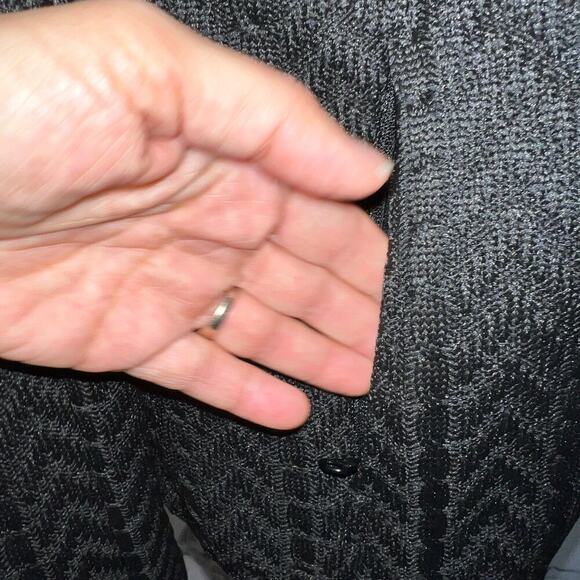 Boston Traders Cable Knit Sweater Jacket Full Zip Black Fleece Lined Size M - Picture 7 of 16